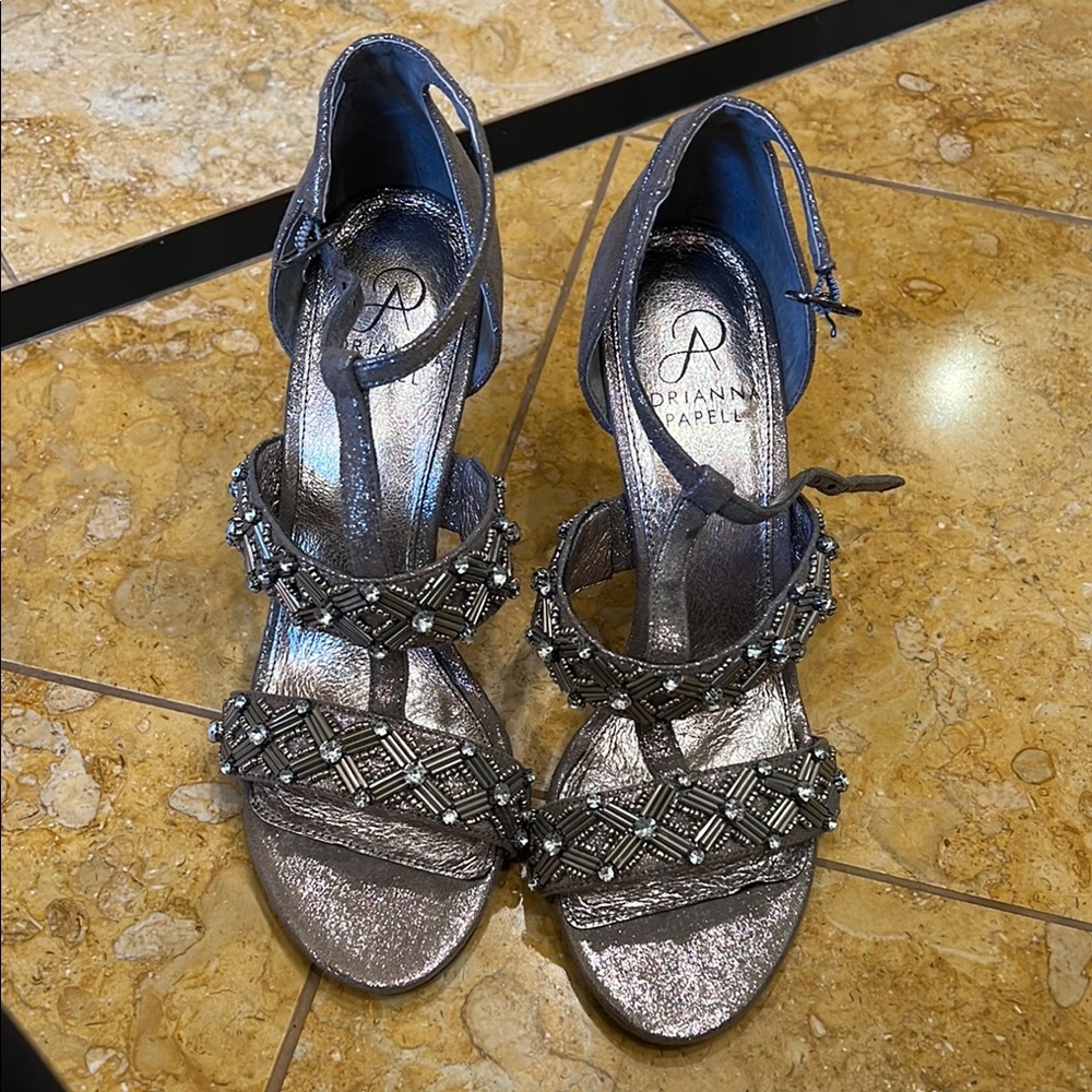 Adrianna Papell Silver Glitter Sandals